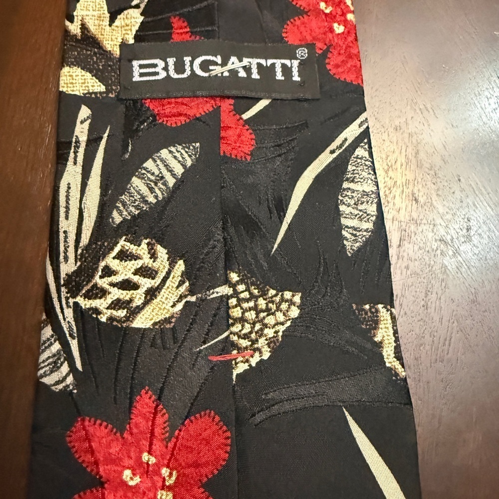 Bugatti Black and Red Floral tie - Picture 3 of 3